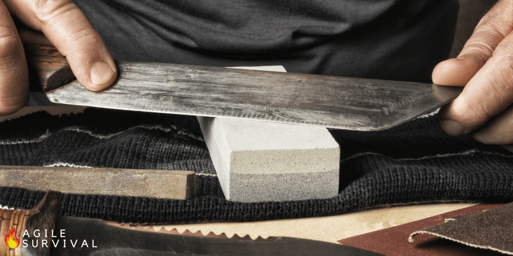 Sharpening a knife with a whetstone